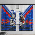 Personalised North Melbourne Kangaroos ANZAC Window Curtain Military Remembrance Australian Football Mascot Camouflage