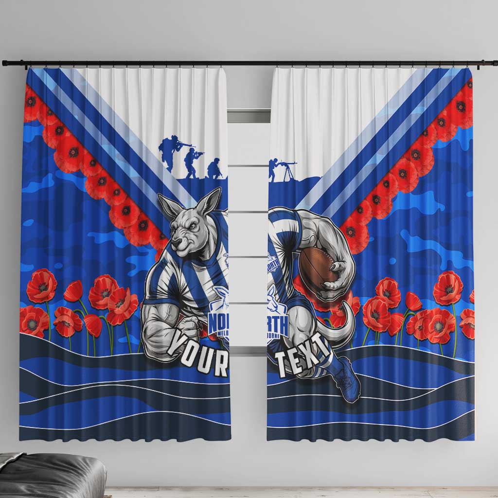 Personalised North Melbourne Kangaroos ANZAC Window Curtain Military Remembrance Australian Football Mascot Camouflage