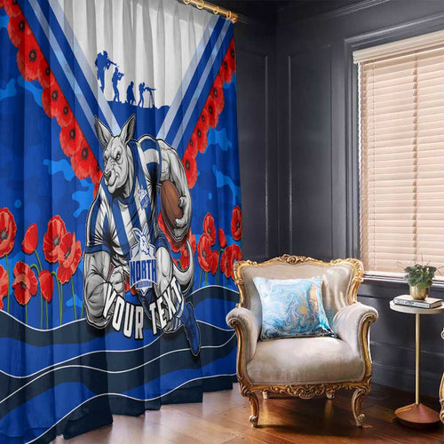 Personalised North Melbourne Kangaroos ANZAC Window Curtain Military Remembrance Australian Football Mascot Camouflage