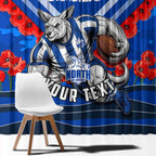 Personalised North Melbourne Kangaroos ANZAC Window Curtain Military Remembrance Australian Football Mascot Camouflage