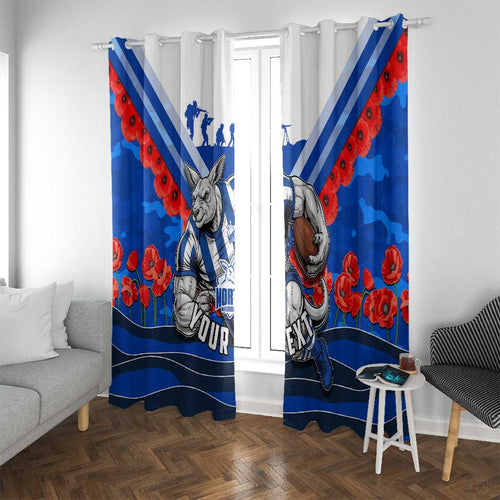 Personalised North Melbourne Kangaroos ANZAC Window Curtain Military Remembrance Australian Football Mascot Camouflage