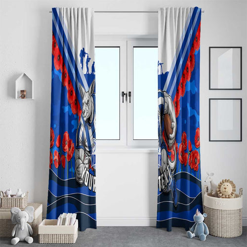 Personalised North Melbourne Kangaroos ANZAC Window Curtain Military Remembrance Australian Football Mascot Camouflage