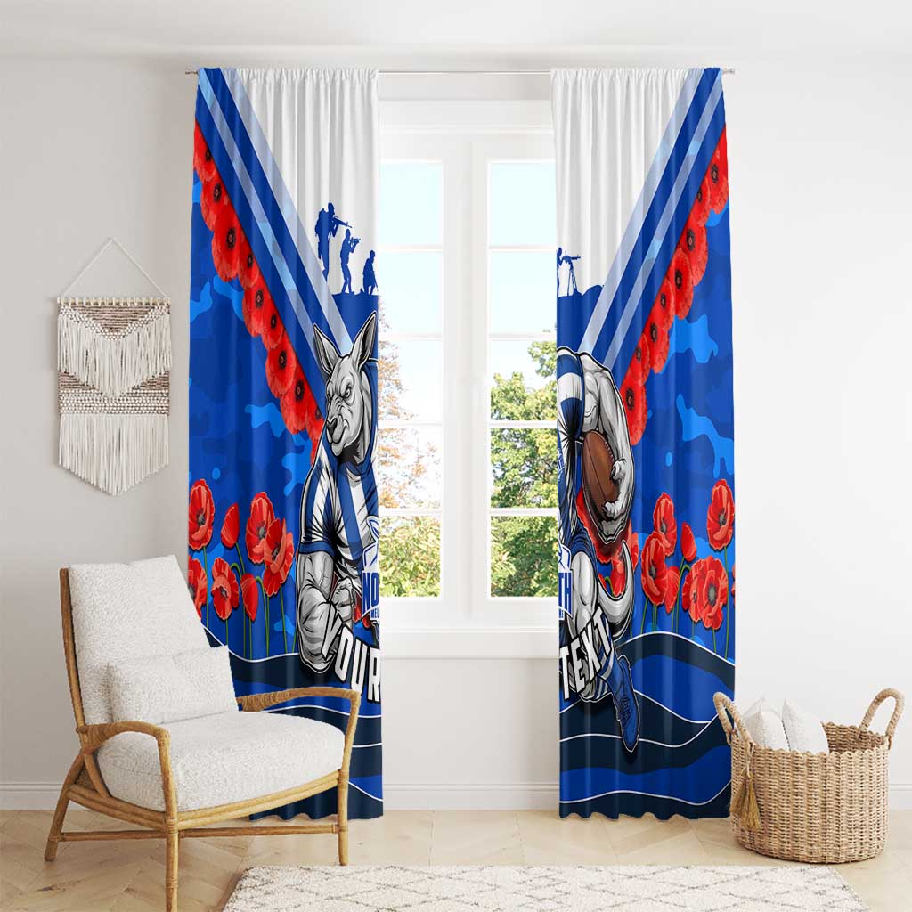 Personalised North Melbourne Kangaroos ANZAC Window Curtain Military Remembrance Australian Football Mascot Camouflage