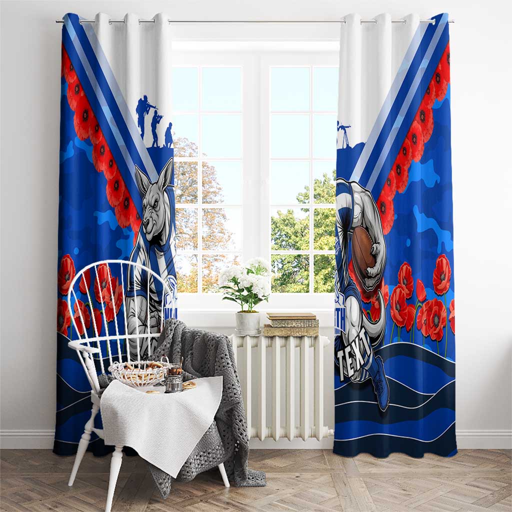 Personalised North Melbourne Kangaroos ANZAC Window Curtain Military Remembrance Australian Football Mascot Camouflage