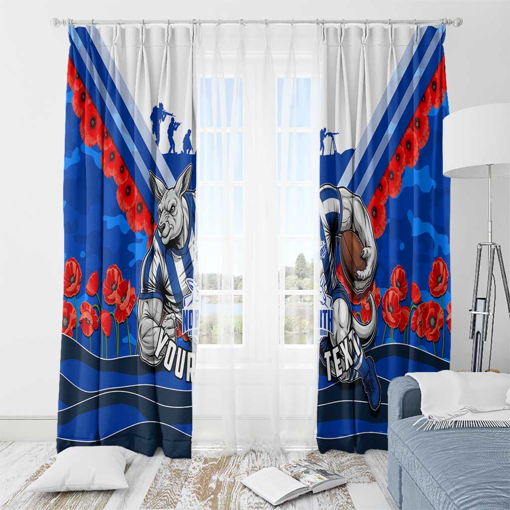 Personalised North Melbourne Kangaroos ANZAC Window Curtain Military Remembrance Australian Football Mascot Camouflage