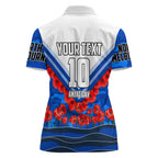Personalised North Melbourne Kangaroos ANZAC Women Polo Shirt Military Remembrance Australian Football Mascot Camouflage
