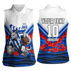 Personalised North Melbourne Kangaroos ANZAC Women Sleeveless Polo Shirt Military Remembrance Australian Football Mascot Camouflage