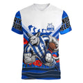 Personalised North Melbourne Kangaroos ANZAC Women V-Neck T-Shirt Military Remembrance Australian Football Mascot Camouflage