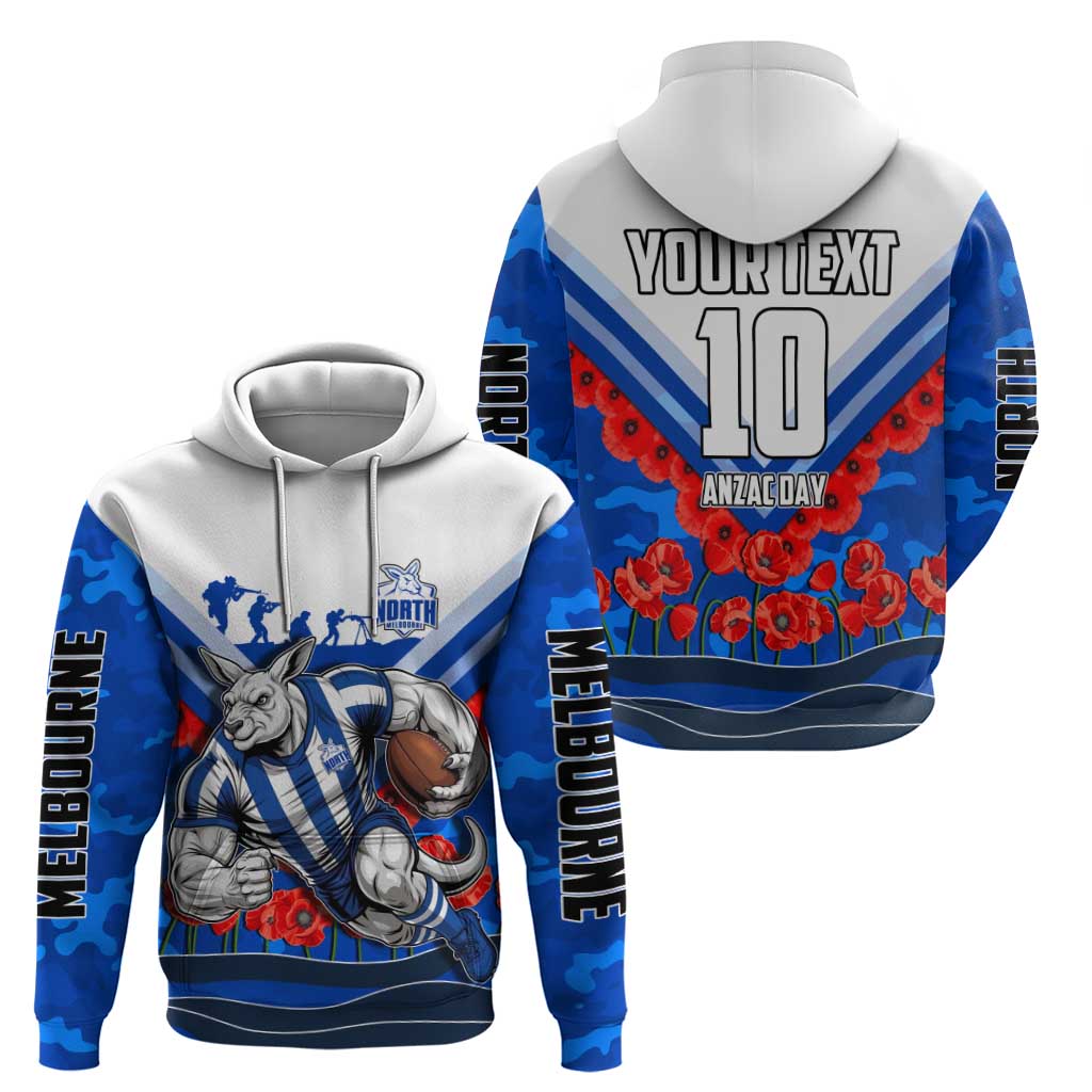 Personalised North Melbourne Kangaroos ANZAC Zip Hoodie Military Remembrance Australian Football Mascot Camouflage