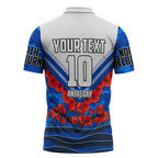 Personalised North Melbourne Kangaroos ANZAC Zipper Polo Shirt Military Remembrance Australian Football Mascot Camouflage