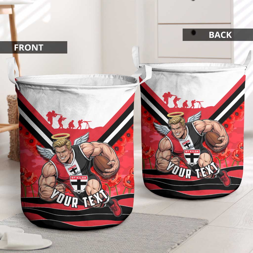 Personalised St Kilda Saints ANZAC Laundry Basket Military Remembrance Australian Football Mascot Camouflage