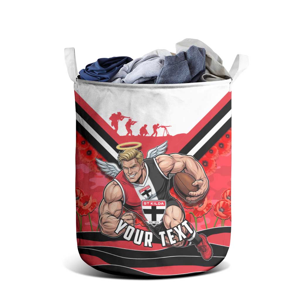 Personalised St Kilda Saints ANZAC Laundry Basket Military Remembrance Australian Football Mascot Camouflage
