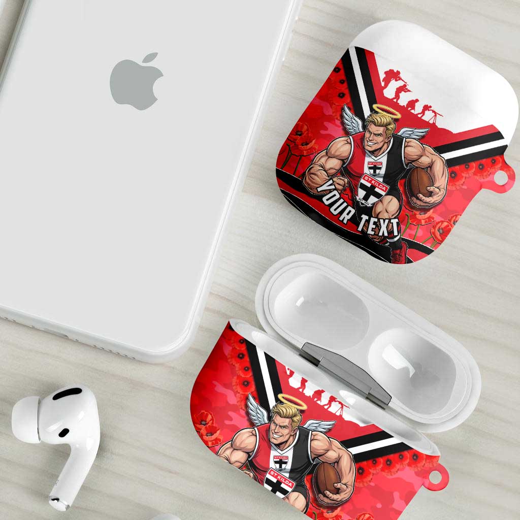 Personalised St Kilda Saints ANZAC AirPods Case Military Remembrance Australian Football Mascot Camouflage