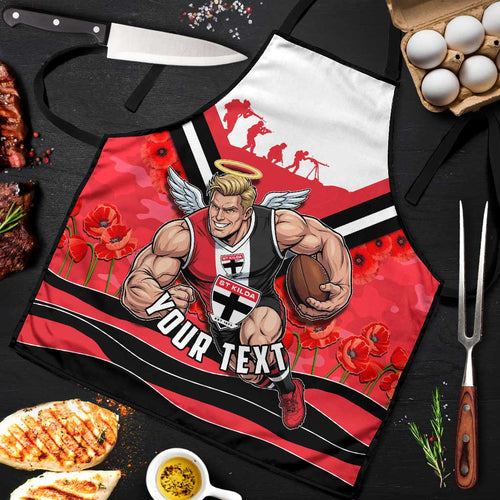 Personalised St Kilda Saints ANZAC Apron Military Remembrance Australian Football Mascot Camouflage