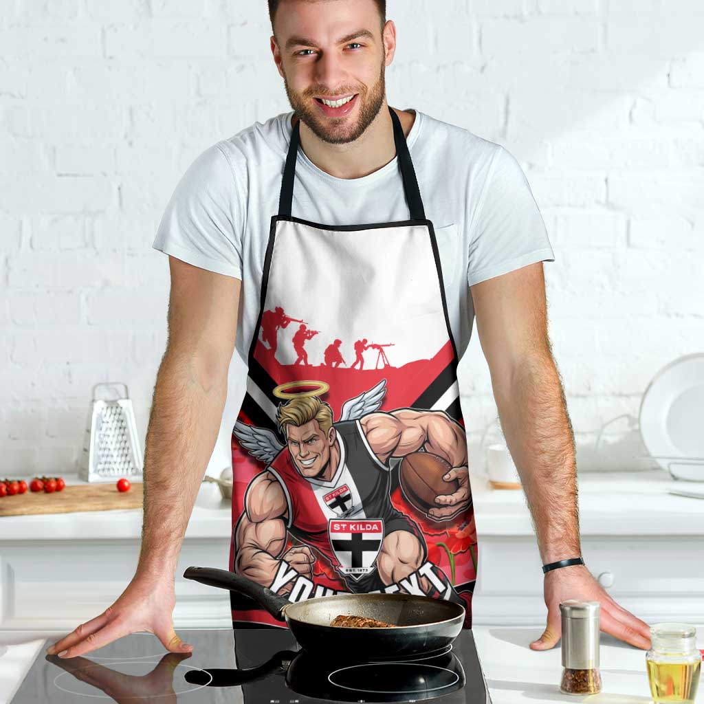 Personalised St Kilda Saints ANZAC Apron Military Remembrance Australian Football Mascot Camouflage