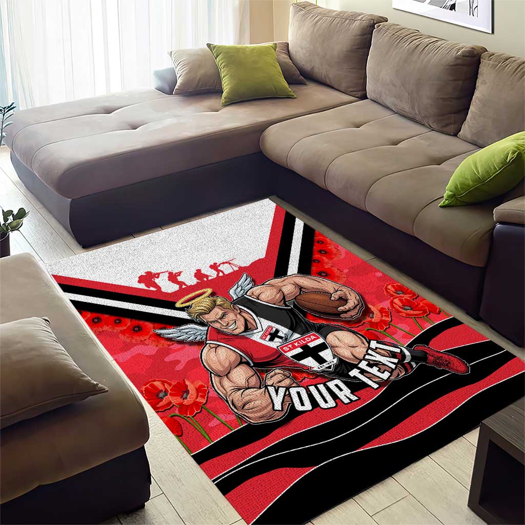 Personalised St Kilda Saints ANZAC Area Rug Military Remembrance Australian Football Mascot Camouflage
