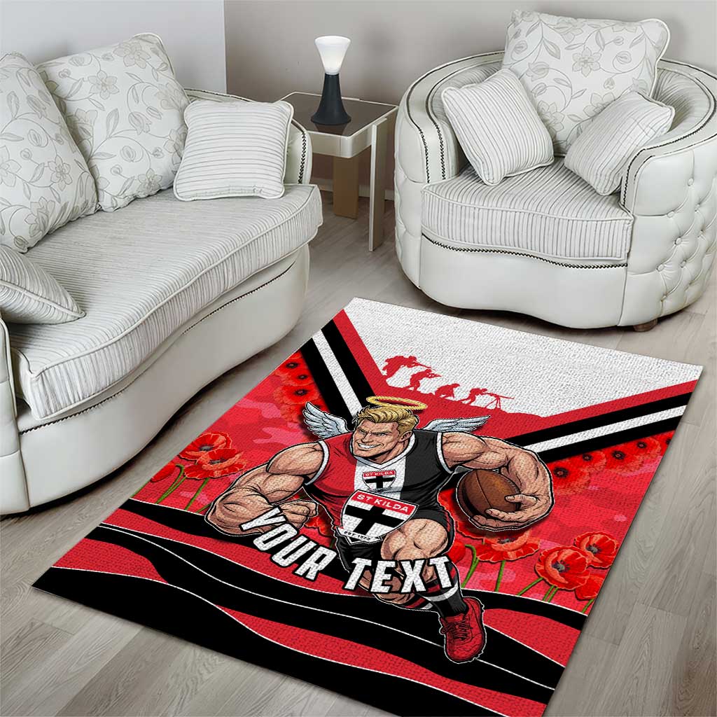 Personalised St Kilda Saints ANZAC Area Rug Military Remembrance Australian Football Mascot Camouflage