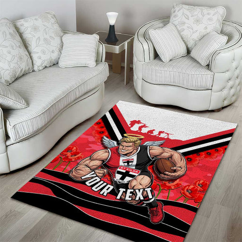 Personalised St Kilda Saints ANZAC Area Rug Military Remembrance Australian Football Mascot Camouflage
