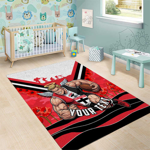 Personalised St Kilda Saints ANZAC Area Rug Military Remembrance Australian Football Mascot Camouflage