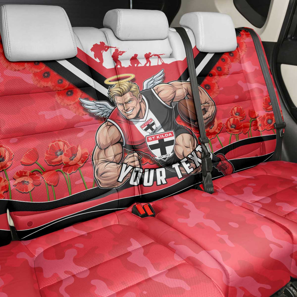 Personalised St Kilda Saints ANZAC Back Car Seat Cover Military Remembrance Australian Football Mascot Camouflage