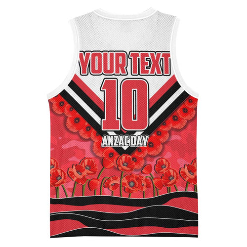Personalised St Kilda Saints ANZAC Basketball Jersey Military Remembrance Australian Football Mascot Camouflage