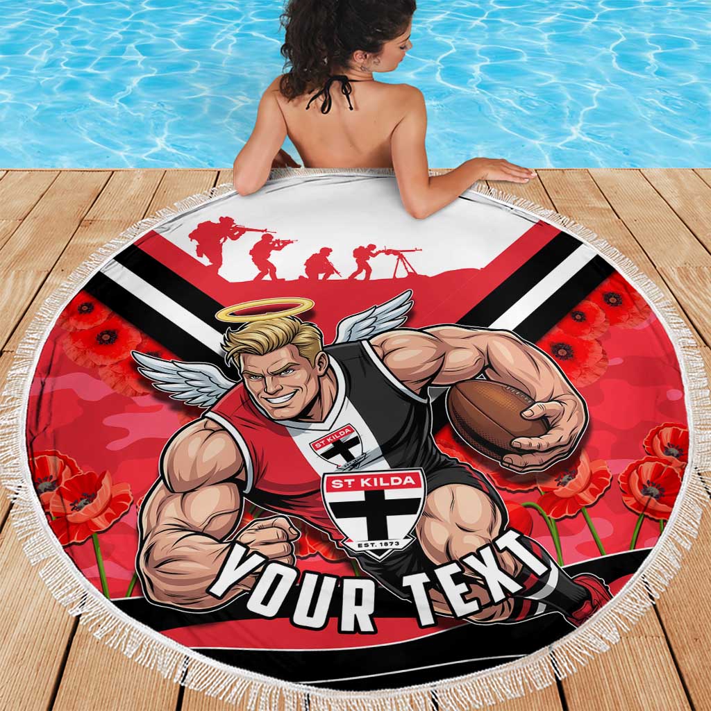 Personalised St Kilda Saints ANZAC Beach Blanket Military Remembrance Australian Football Mascot Camouflage
