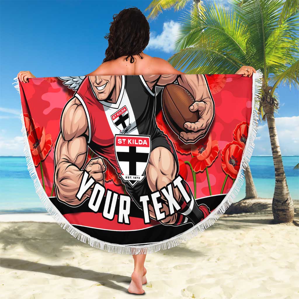 Personalised St Kilda Saints ANZAC Beach Blanket Military Remembrance Australian Football Mascot Camouflage