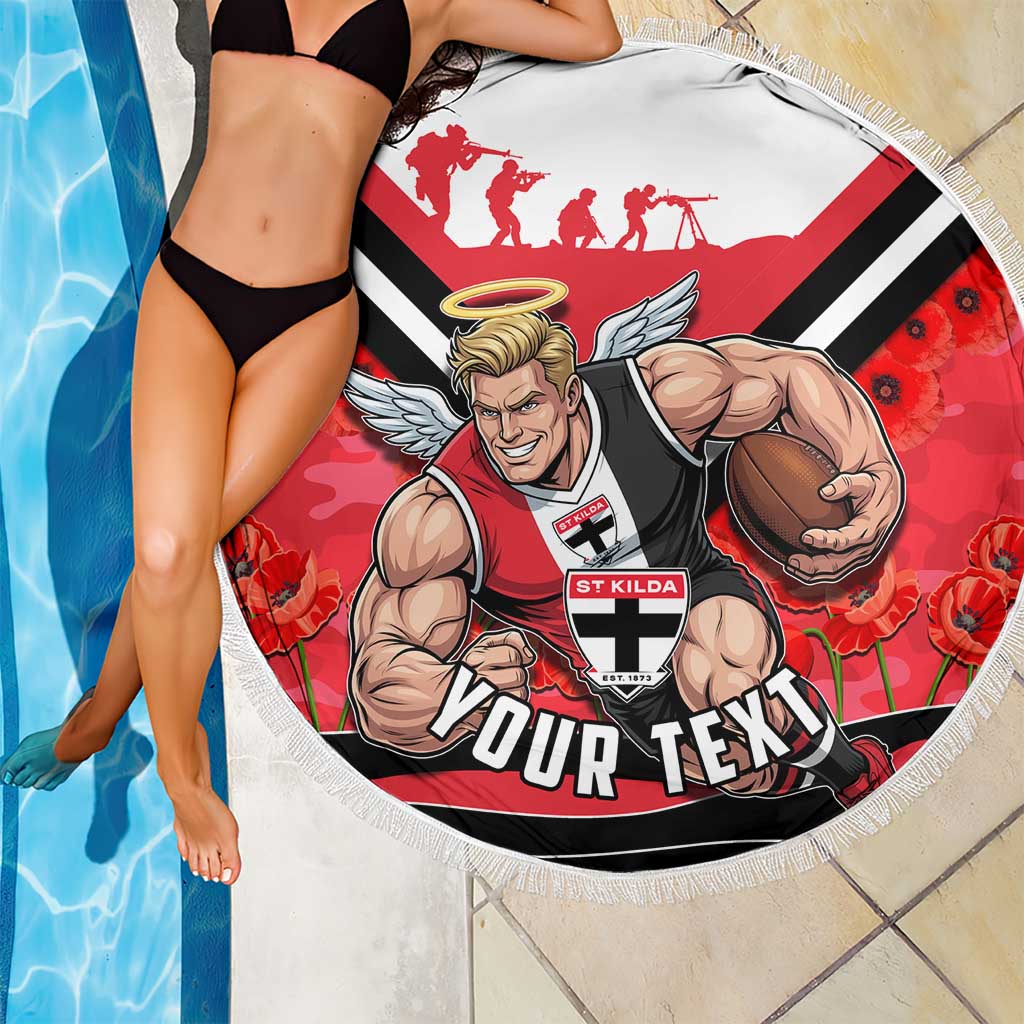 Personalised St Kilda Saints ANZAC Beach Blanket Military Remembrance Australian Football Mascot Camouflage