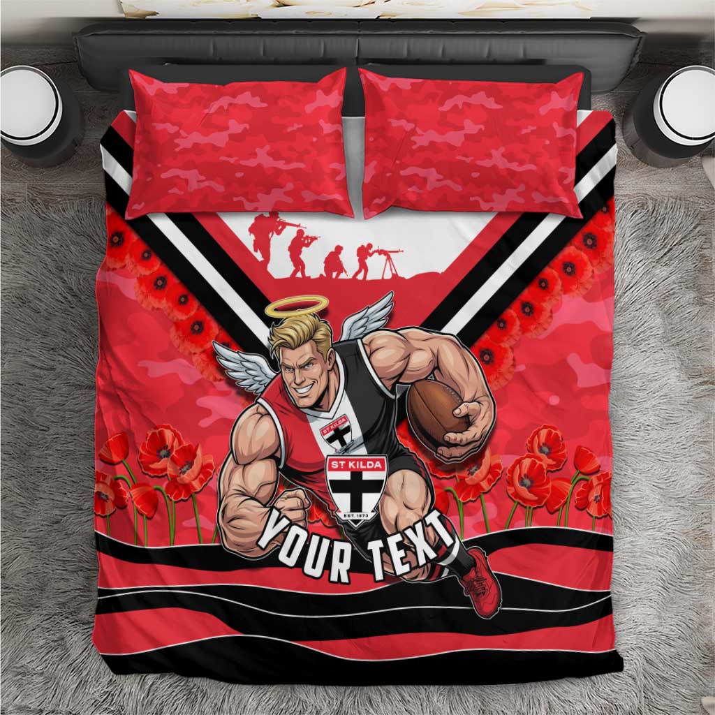 Personalised St Kilda Saints ANZAC Bedding Set Military Remembrance Australian Football Mascot Camouflage