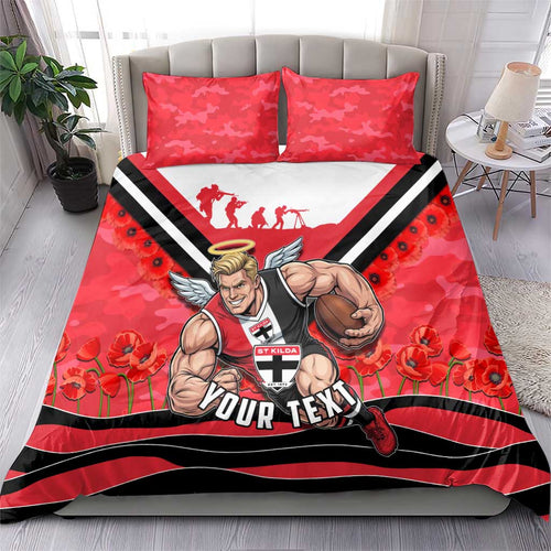 Personalised St Kilda Saints ANZAC Bedding Set Military Remembrance Australian Football Mascot Camouflage