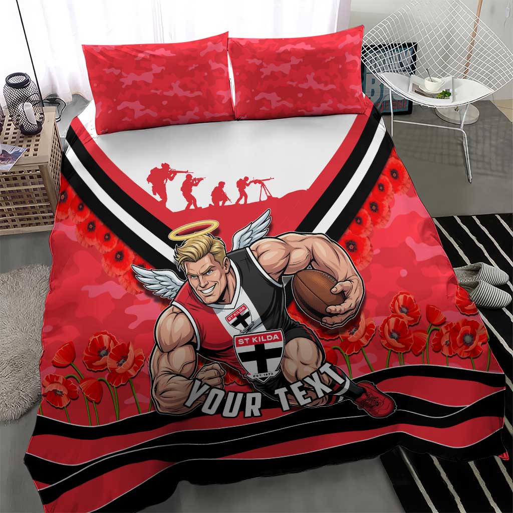 Personalised St Kilda Saints ANZAC Bedding Set Military Remembrance Australian Football Mascot Camouflage