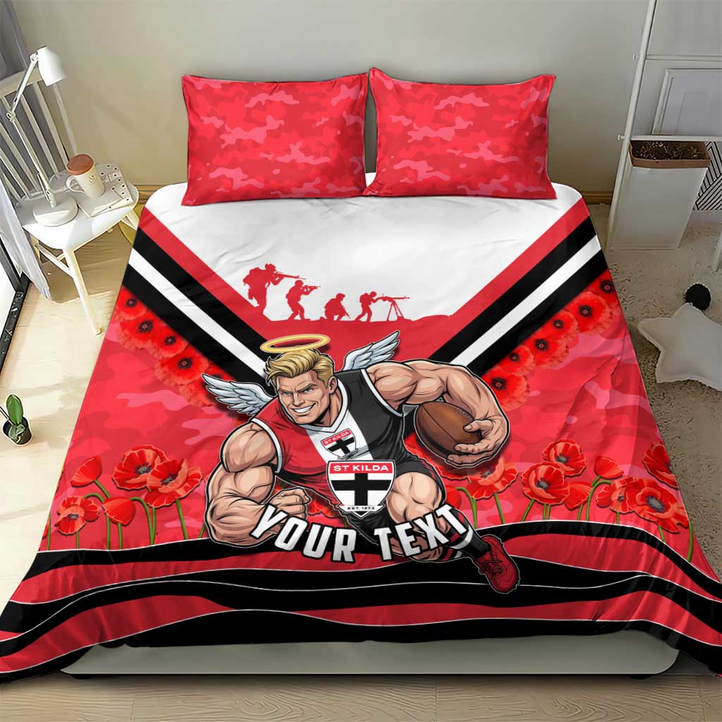 Personalised St Kilda Saints ANZAC Bedding Set Military Remembrance Australian Football Mascot Camouflage