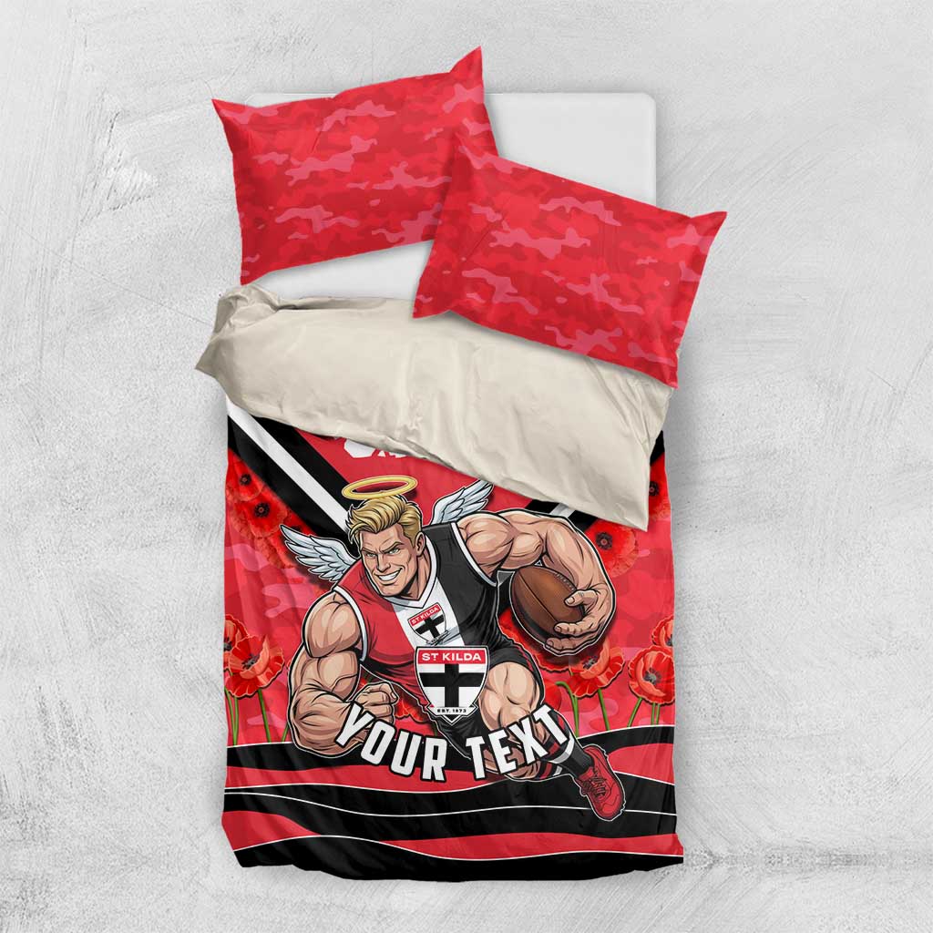 Personalised St Kilda Saints ANZAC Bedding Set Military Remembrance Australian Football Mascot Camouflage
