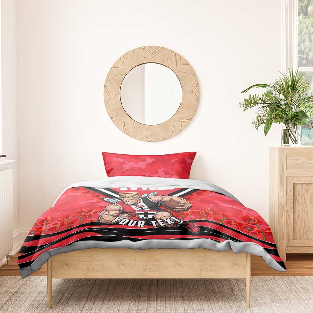 Personalised St Kilda Saints ANZAC Bedding Set Military Remembrance Australian Football Mascot Camouflage