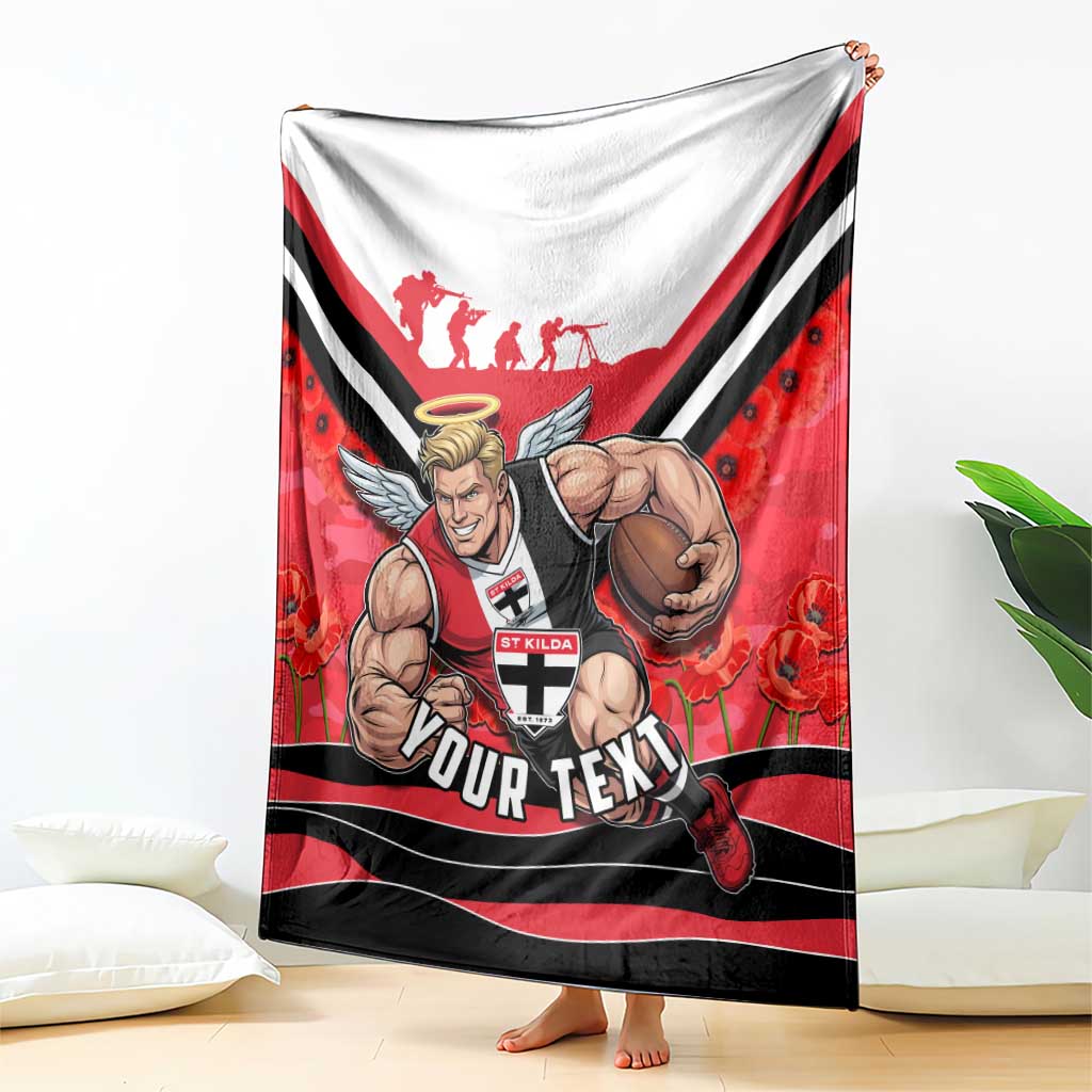 Personalised St Kilda Saints ANZAC Blanket Military Remembrance Australian Football Mascot Camouflage