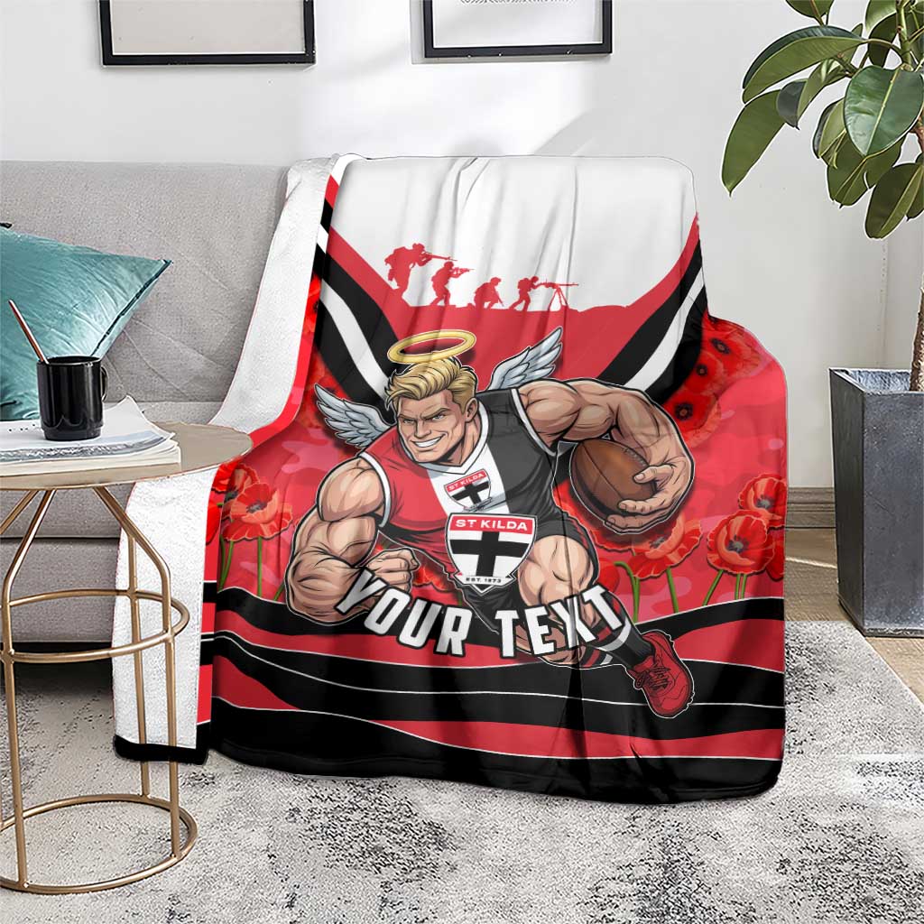 Personalised St Kilda Saints ANZAC Blanket Military Remembrance Australian Football Mascot Camouflage