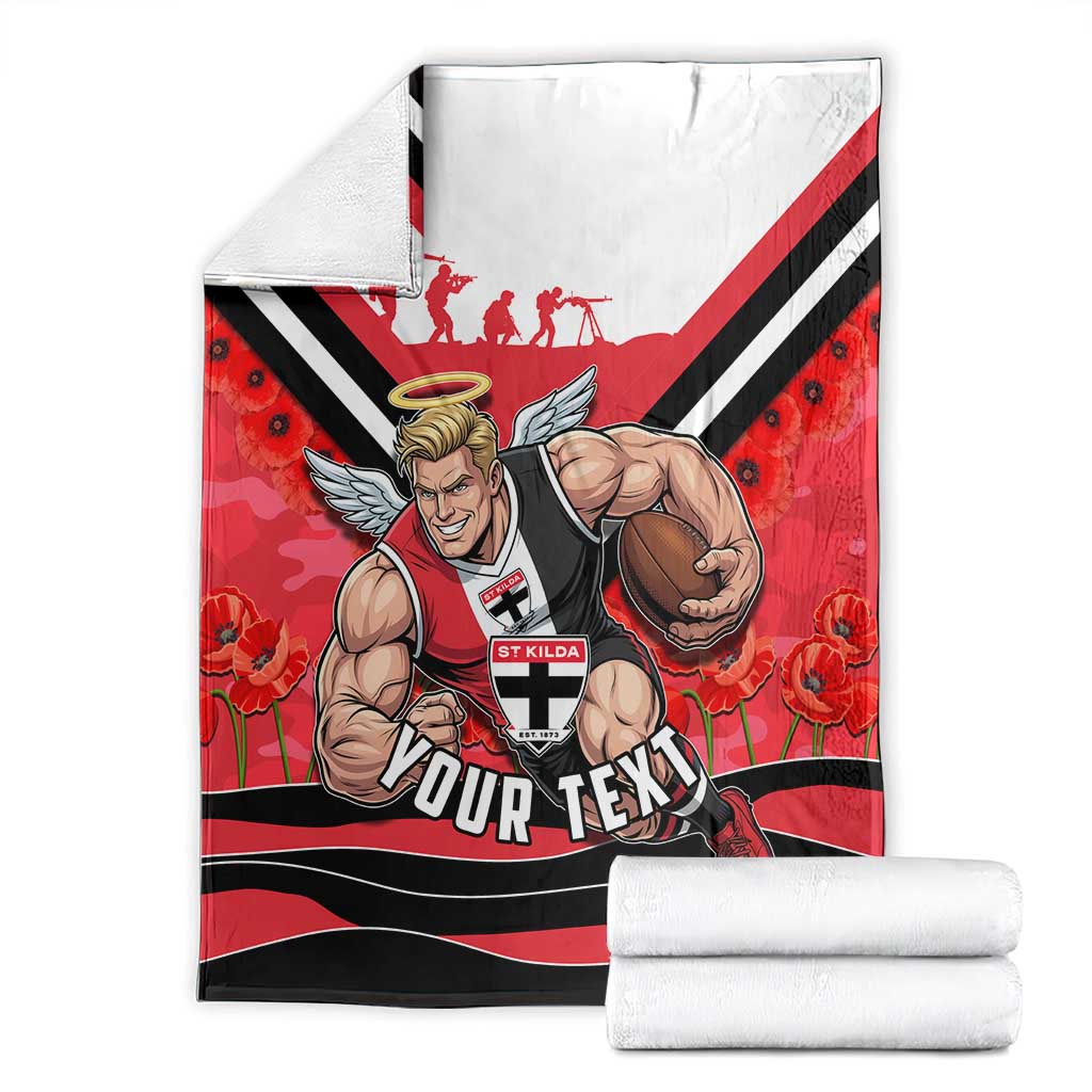 Personalised St Kilda Saints ANZAC Blanket Military Remembrance Australian Football Mascot Camouflage