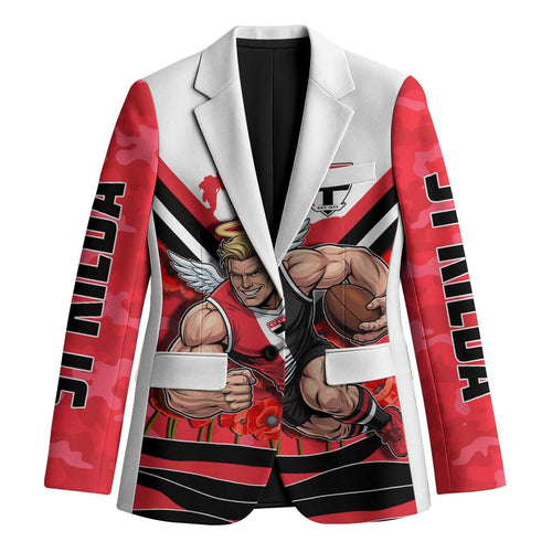 Personalised St Kilda Saints ANZAC Blazer Military Remembrance Australian Football Mascot Camouflage