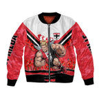 Personalised St Kilda Saints ANZAC Bomber Jacket Military Remembrance Australian Football Mascot Camouflage