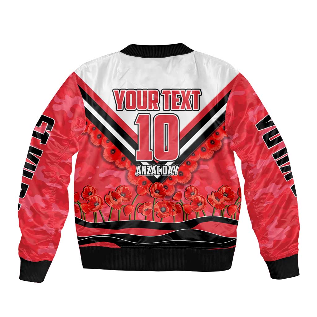 Personalised St Kilda Saints ANZAC Bomber Jacket Military Remembrance Australian Football Mascot Camouflage