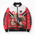 Personalised St Kilda Saints ANZAC Bomber Puffer Jacket Military Remembrance Australian Football Mascot Camouflage
