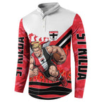 Personalised St Kilda Saints ANZAC Button Sweatshirt Military Remembrance Australian Football Mascot Camouflage