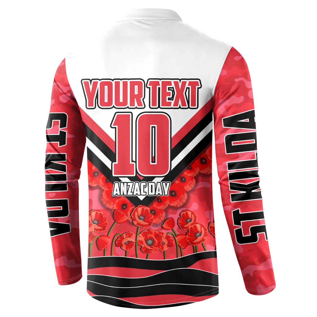 Personalised St Kilda Saints ANZAC Button Sweatshirt Military Remembrance Australian Football Mascot Camouflage