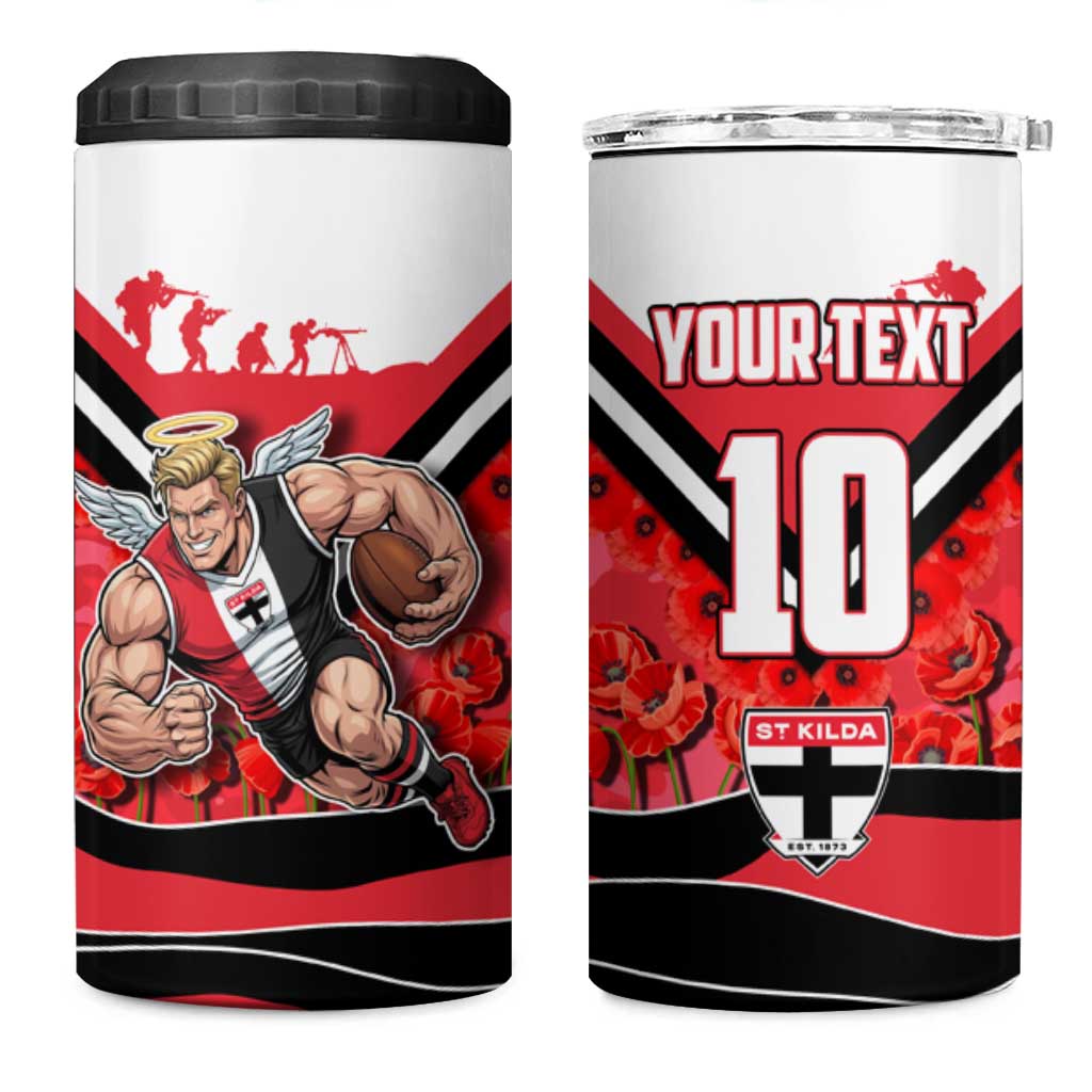Personalised St Kilda Saints ANZAC 4 in 1 Can Cooler Tumbler Military Remembrance Australian Football Mascot Camouflage