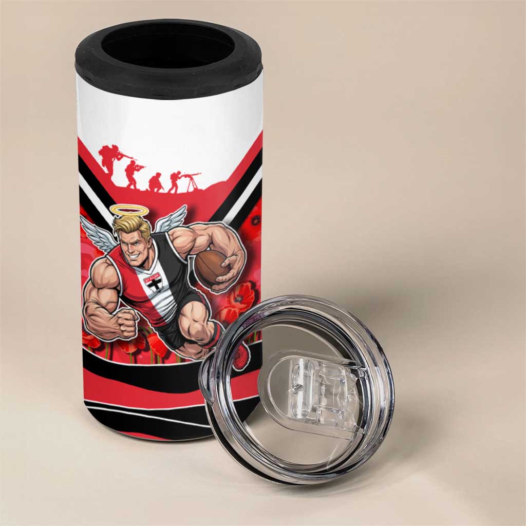 Personalised St Kilda Saints ANZAC 4 in 1 Can Cooler Tumbler Military Remembrance Australian Football Mascot Camouflage