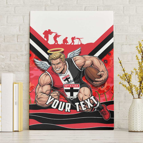 Personalised St Kilda Saints ANZAC Canvas Wall Art Military Remembrance Australian Football Mascot Camouflage