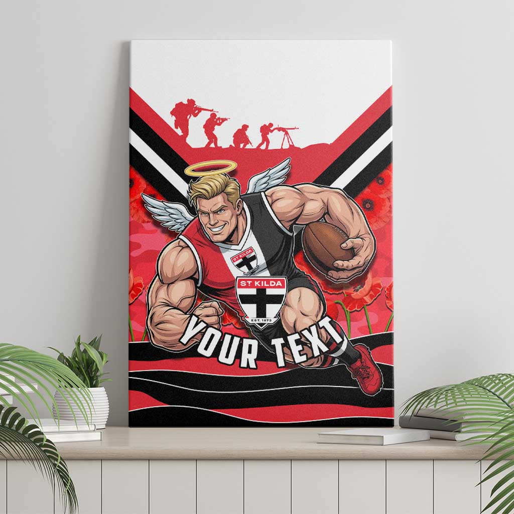 Personalised St Kilda Saints ANZAC Canvas Wall Art Military Remembrance Australian Football Mascot Camouflage