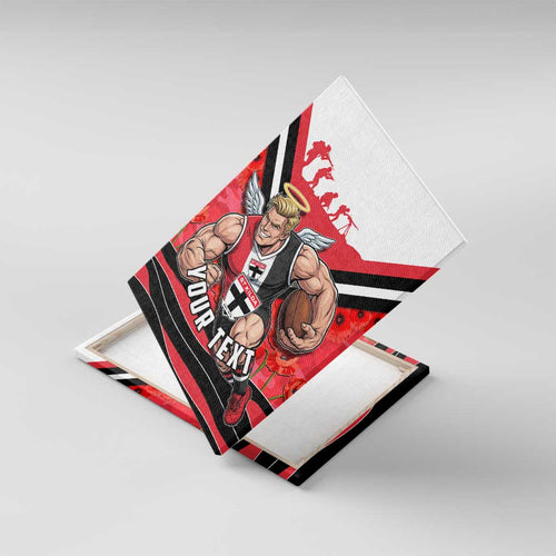 Personalised St Kilda Saints ANZAC Canvas Wall Art Military Remembrance Australian Football Mascot Camouflage