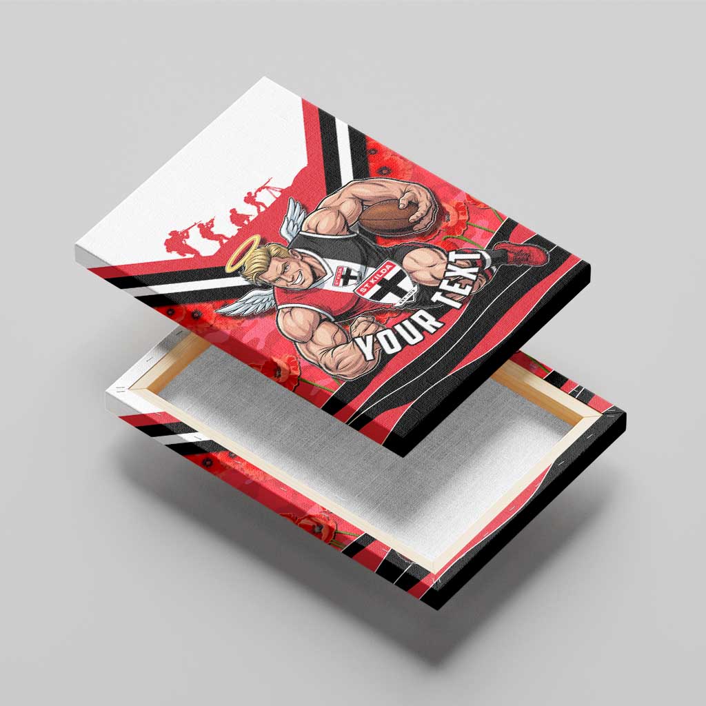 Personalised St Kilda Saints ANZAC Canvas Wall Art Military Remembrance Australian Football Mascot Camouflage