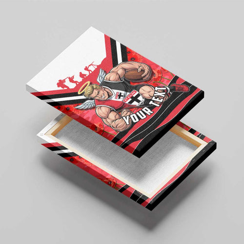 Personalised St Kilda Saints ANZAC Canvas Wall Art Military Remembrance Australian Football Mascot Camouflage